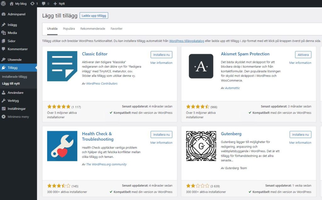 lägg till tillägg i WordPress