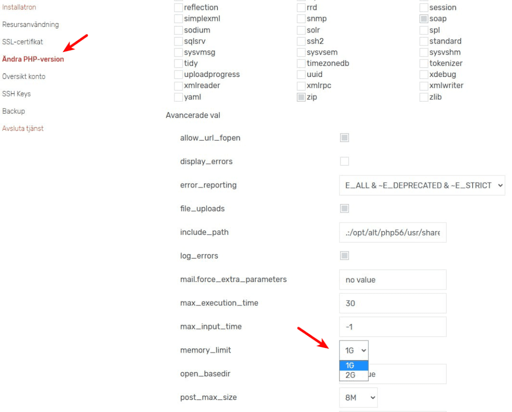Hur ändrar jag min PHP memory limit i Admax kundpanel?