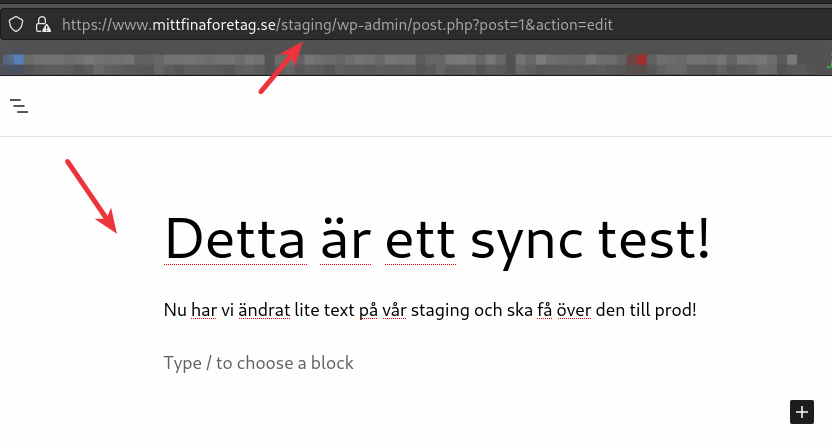 Skapa lite text i din utvecklingssajt